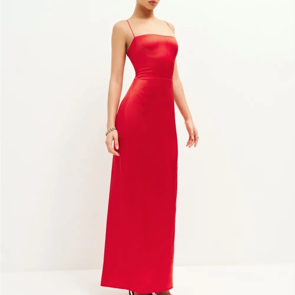 Reformation Frankie Silk Dress Red - Size 6 NWOT